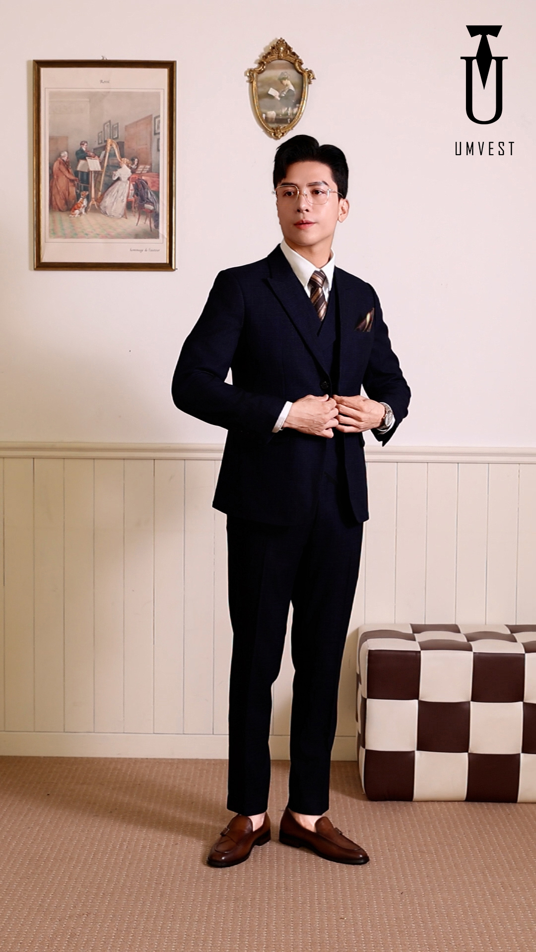 Vest Nam Màu Xanh Đen 01 - Ảnh 3