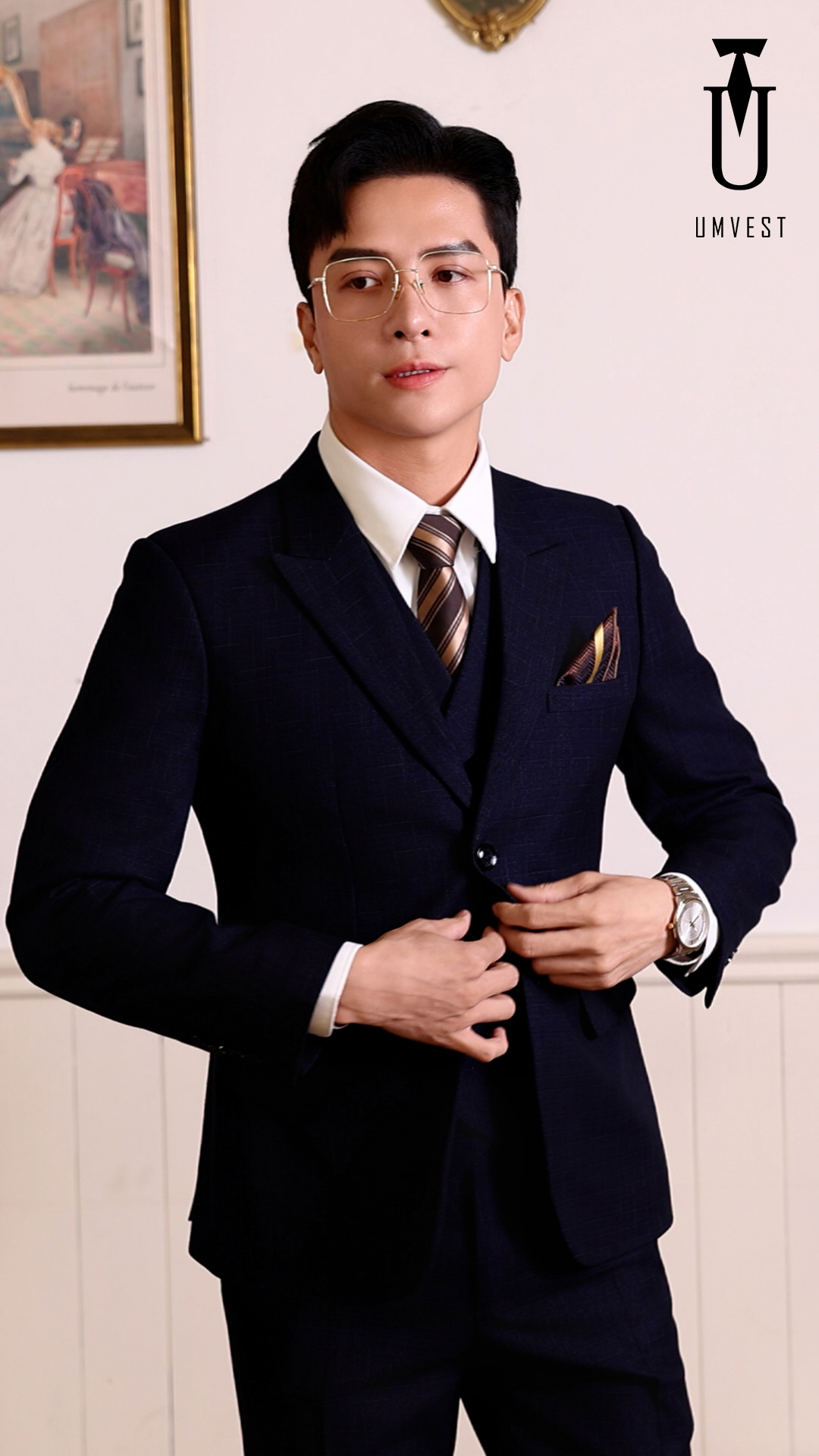 Vest Nam Màu Xanh Đen 01 - Ảnh 6