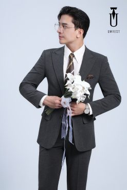 Vest Cưới Xám Kẻ