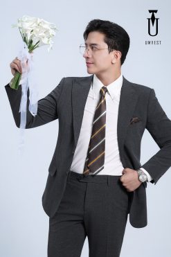 Vest Cưới Xám Kẻ