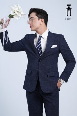 Vest Cưới Xanh Dương Sọc